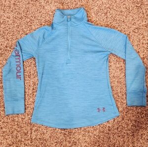 Under Armour Kids Girls Teal Blue 1/4 Zip-Up Sweatshirt- Size Small